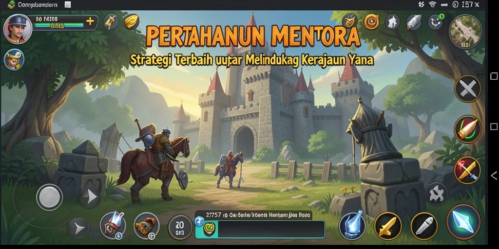 Tangkapan layar gameplay dari 2757 menampilkan pertarungan menara yang seru.