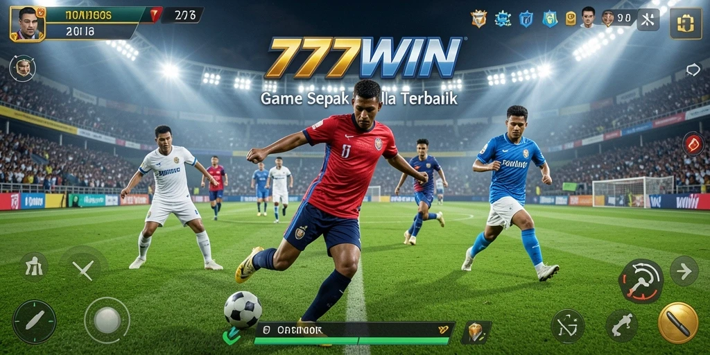 Tampilan gameplay mendebarkan di 777WIN dengan aksi sepak bola penuh.