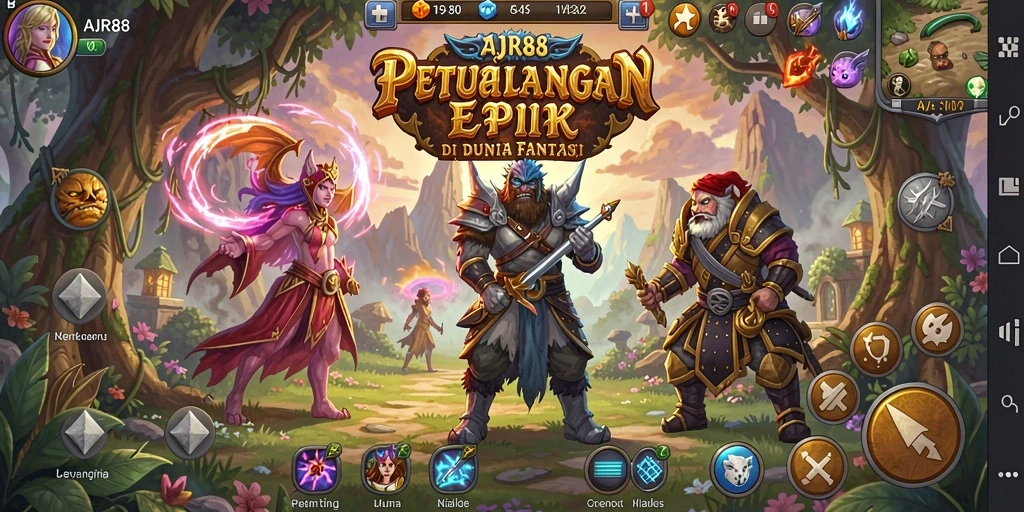 Tangkapan layar permainan AJR88 menampilkan pertarungan seru dalam dunia RPG.