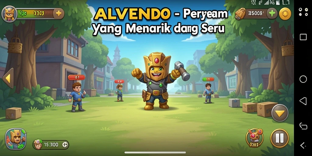 Tangkapan layar gameplay ALVENDO menampilkan proses pengelolaan sumber daya Idle.