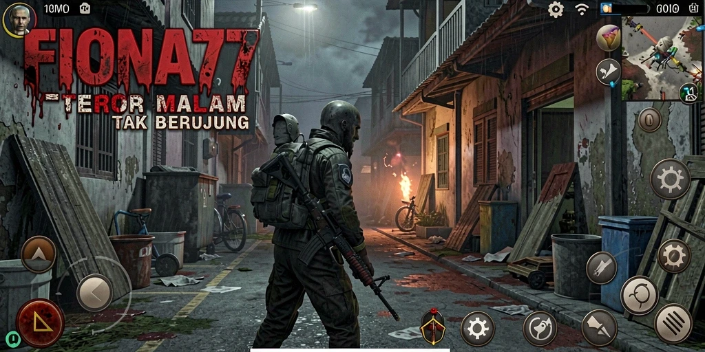 Tampilan gameplay menyeramkan di FIONA77 dengan suasana mencekam.