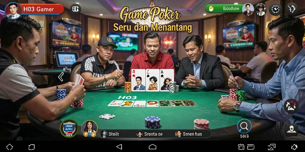 Tampilan gamplay seru dari H03 dengan fitur poker yang menarik.
