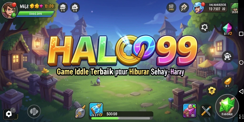 Screenshot utama HALO99 menampilkan gameplay Idle yang santai dan menyenangkan.