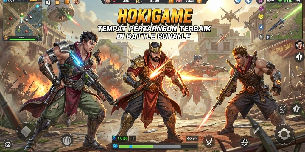 Gameplay seru HOKIGAME dalam dunia Battle Royale.