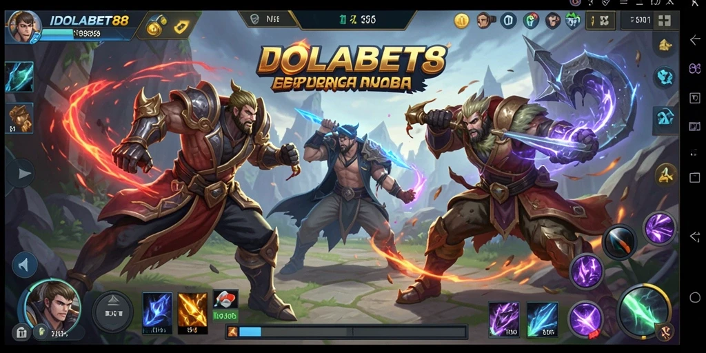 Tampilan gameplay seru di IDOLABET88 dengan karakter MOBA.