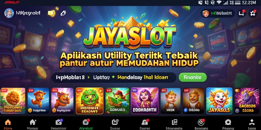 Tampilan utama JAYASLOT dengan fitur-fitur Utility yang menarik.
