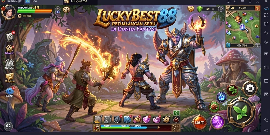 Tampilan gameplay LUCKYBEST88 menampilkan petualangan mendebarkan di dunia fantasi.