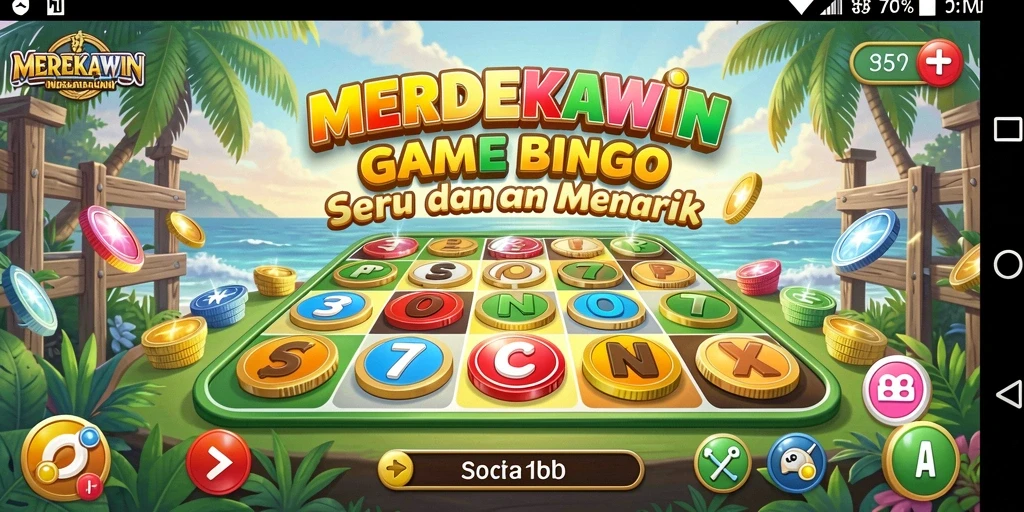 Screenshot gameplay MERDEKAWIN yang menampilkan suasana Bingo yang seru.
