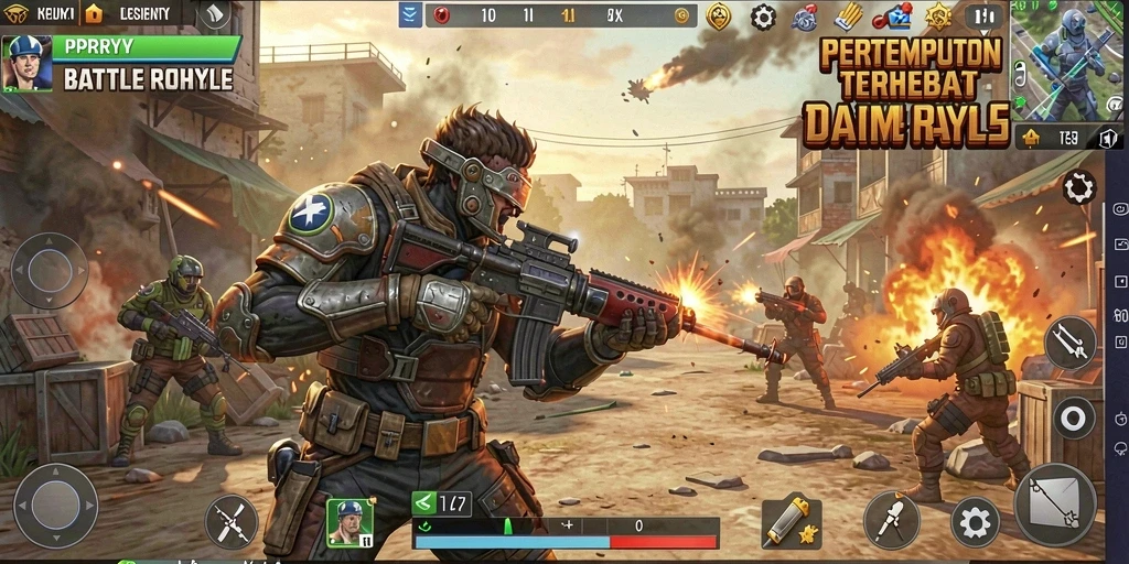 Tampilan gameplay seru dalam PPRRYY yang menampilkan aksi pertempuran.