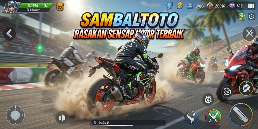 Screenshot gameplay SAMBALTOTO yang menampilkan aksi balap yang mendebarkan.