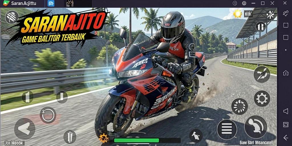 Menampilkan aksi balap motor yang mendebarkan dalam SARANAJITU.