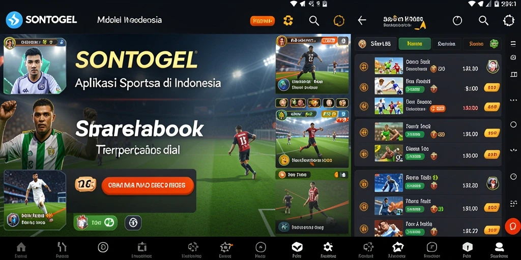 Tampilan antarmuka aplikasi SONTOGEL dengan berbagai pilihan taruhan.